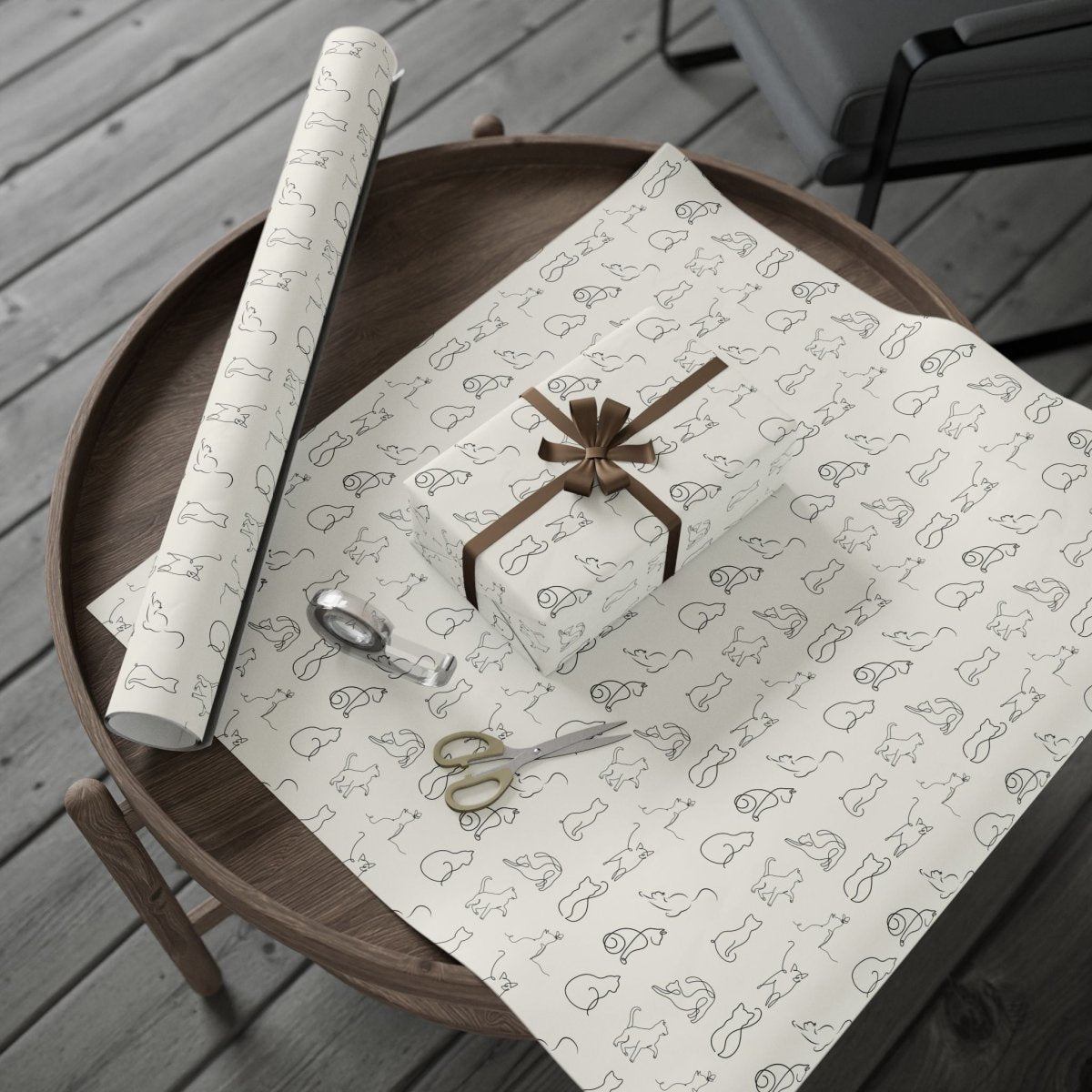 Elegant Minimalist Cat Wrapping Paper