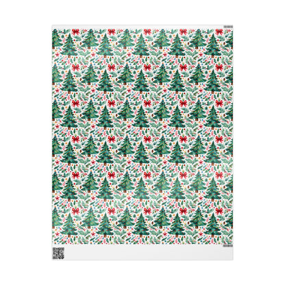 Merry & Bright Botanicals – Watercolor Tree & Garland Wrapping Paper