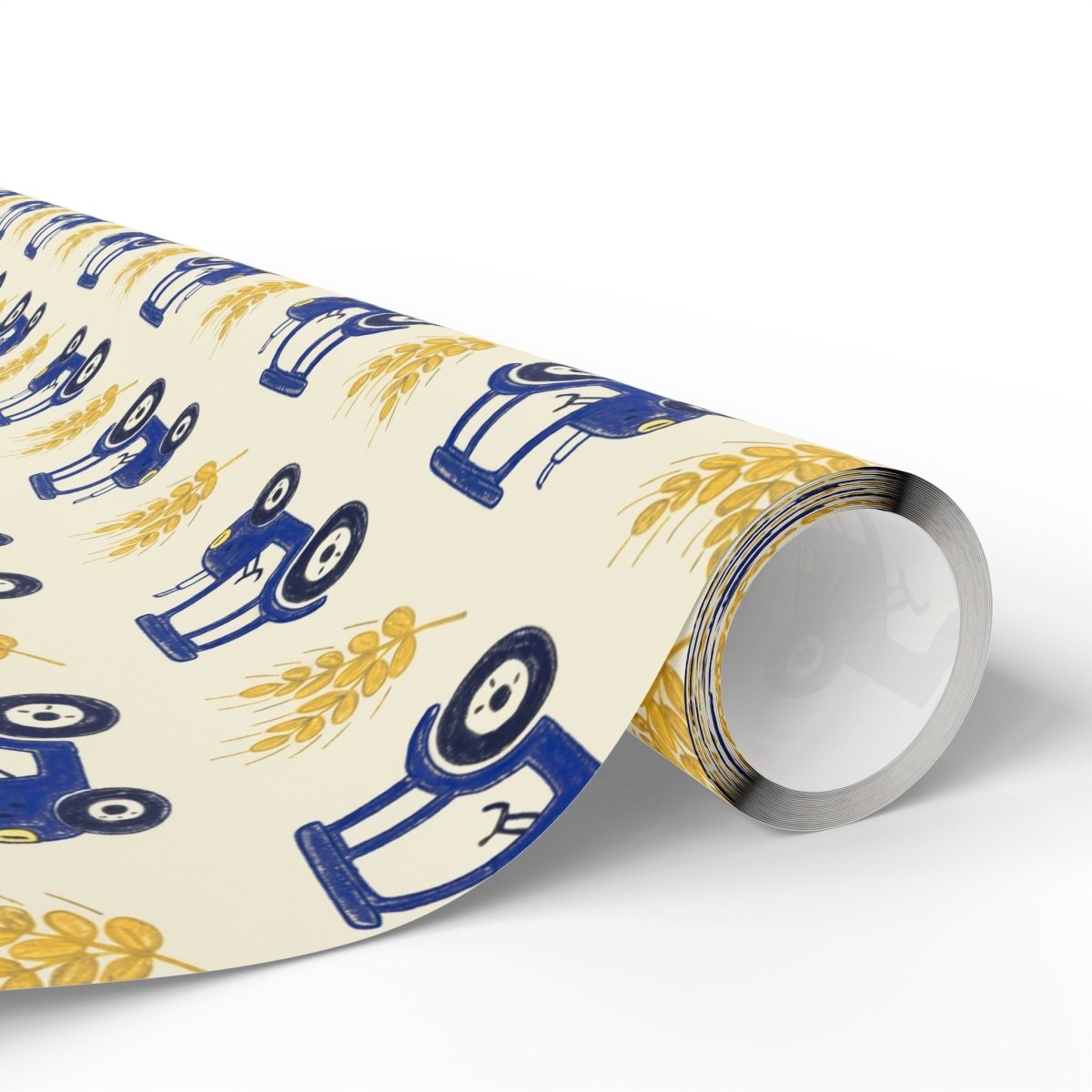 Blue Ribbon Harvest – Whimsical Tractor Wrapping Paper