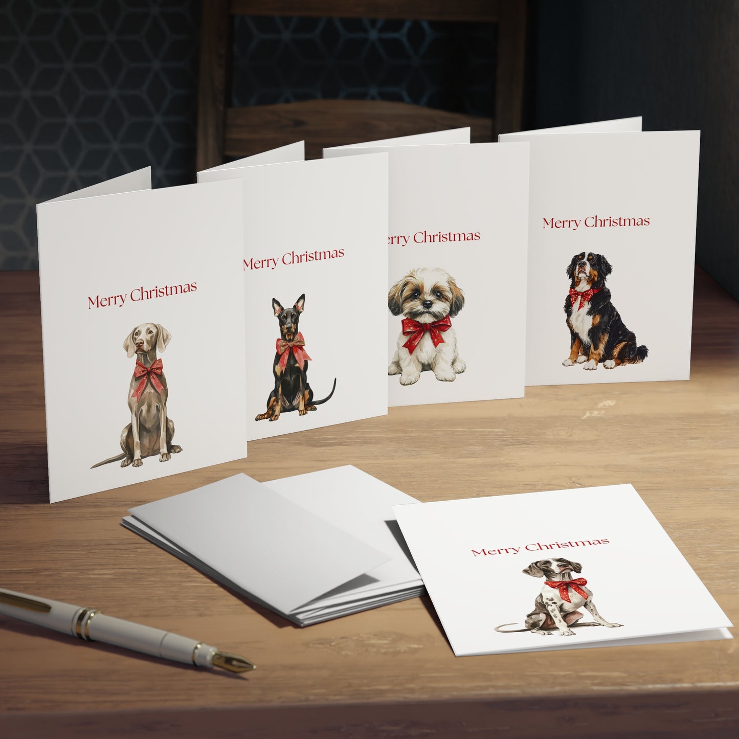 Dog Christmas Cards| Merry Christmas Greeting Cards – 25 Unique Designs | Blank Inside