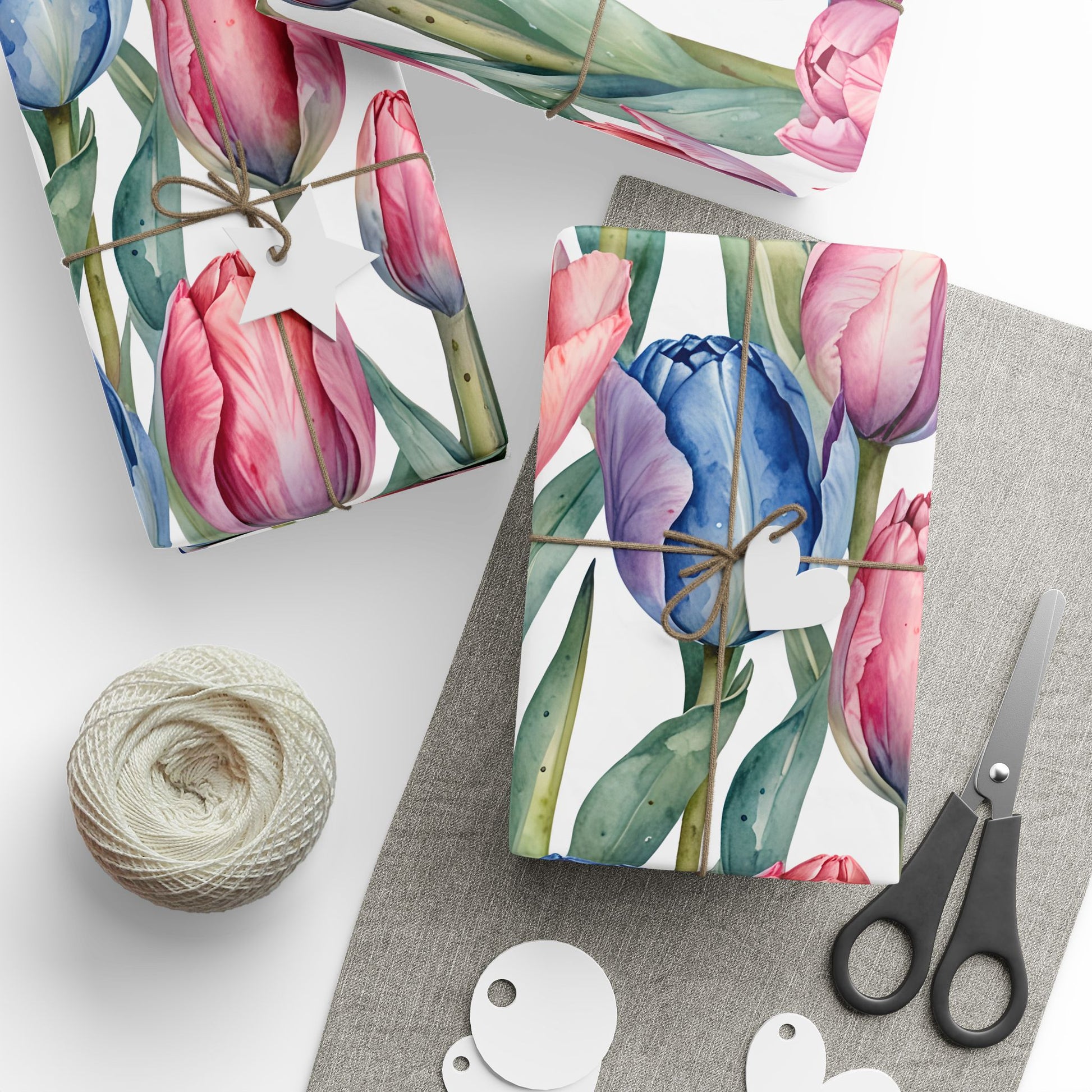 Tulips Pink Blue Gift Wrap