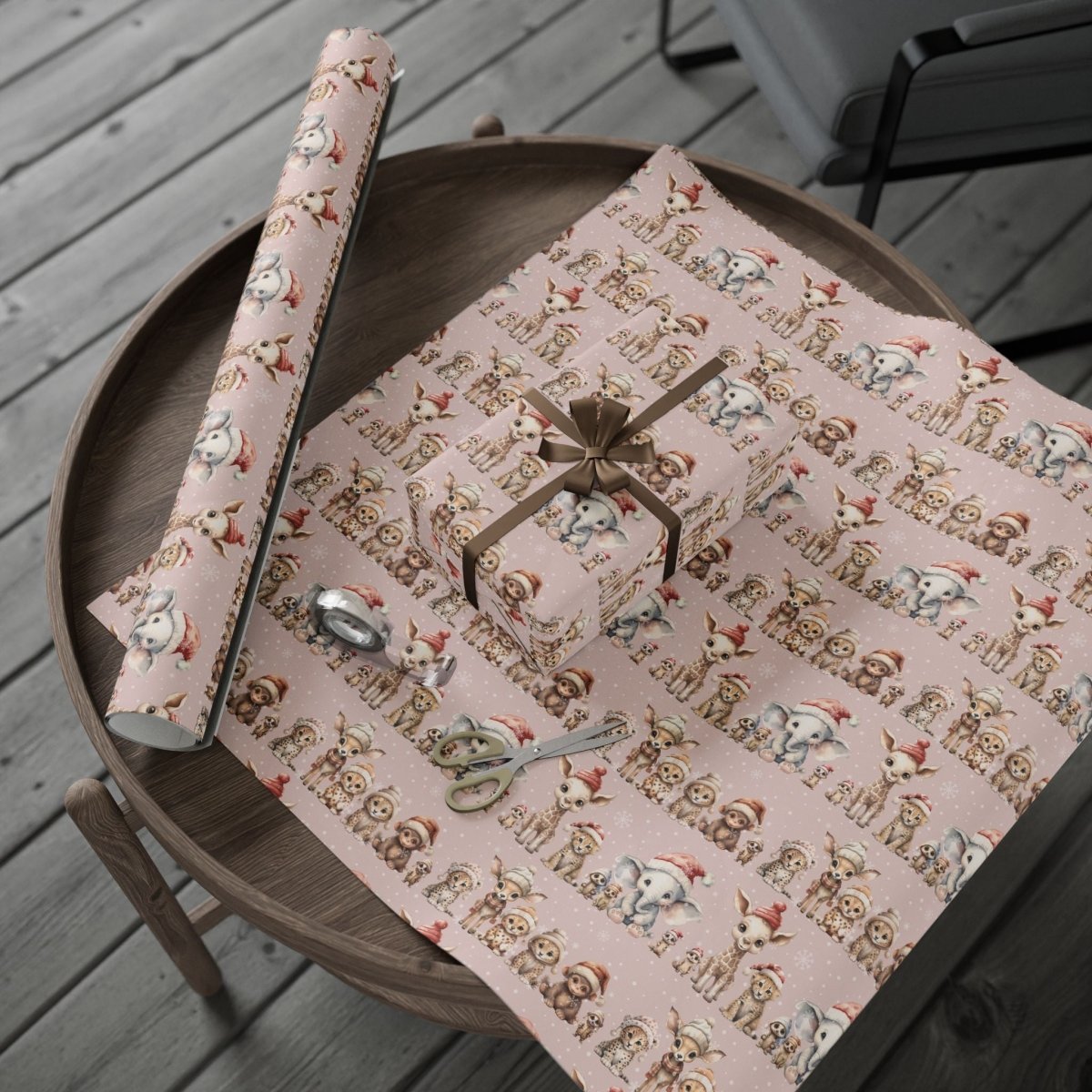 Cute Jungle Animals Winter Wear Gift Wrap