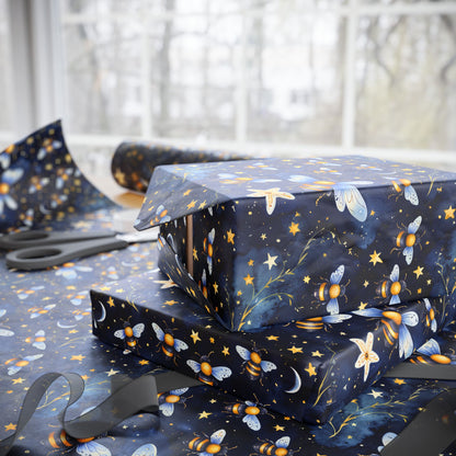 Whimsical Stars and Bees Gift Wrap Roll