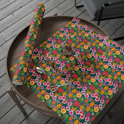 Wrapping Paper - Tropic Treat Pineapple Floral Hawaiian Gift Wrap