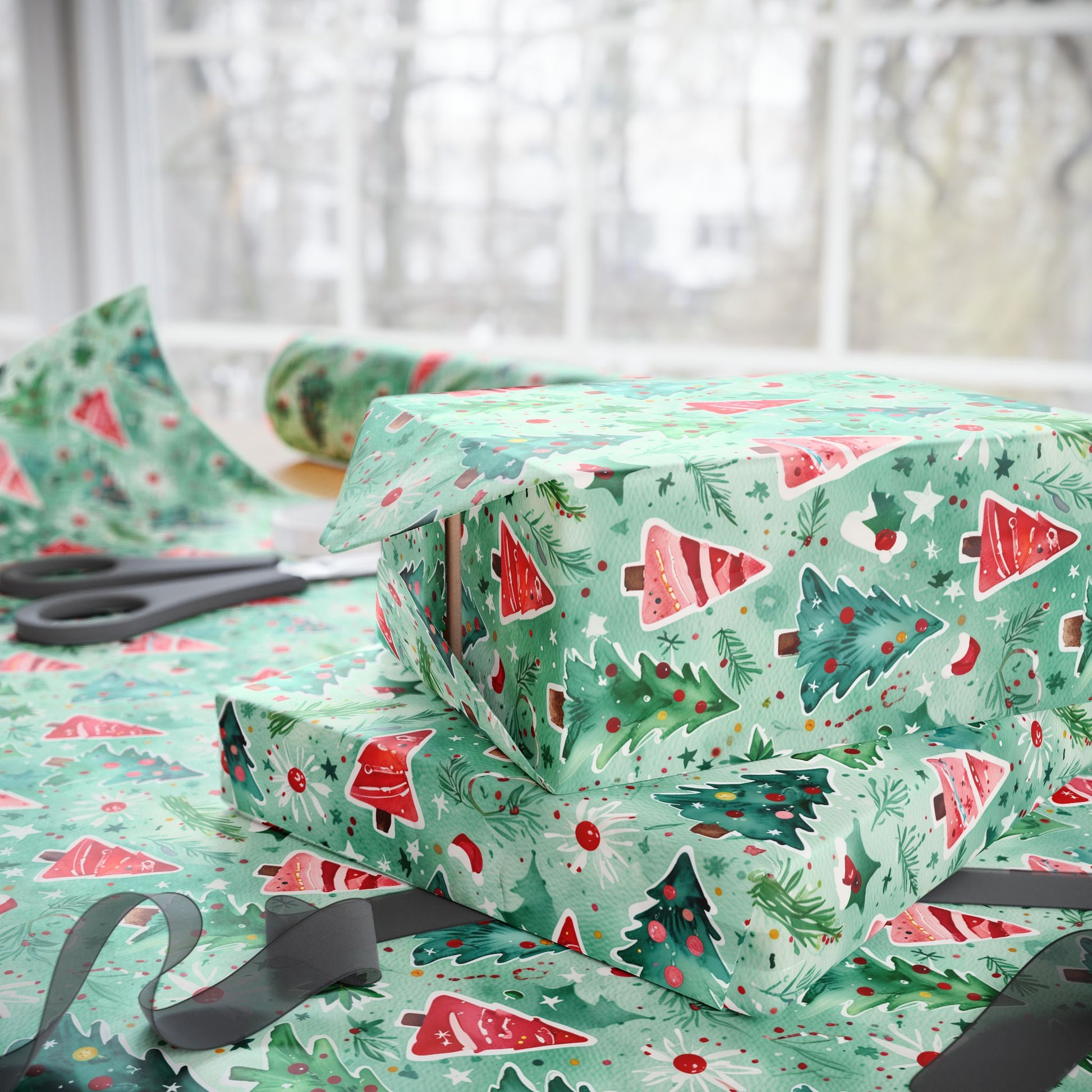 Merry Little Tree - mendous – Watercolor Christmas Tree Wrapping Paper