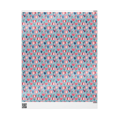 Chic Blue Tulip Wrapping Paper