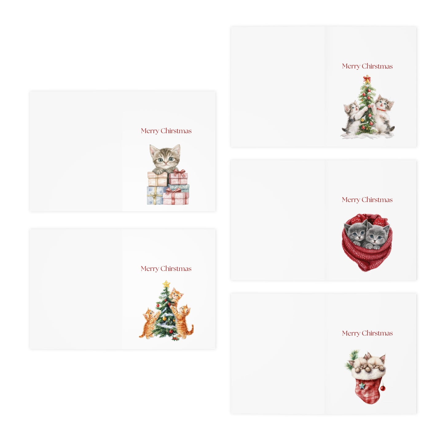 Funny Christmas (Cats - Set 3) Greeting Card Pack | Set of 5 Holiday Cards | Cute & Cheeky Christmas Cards