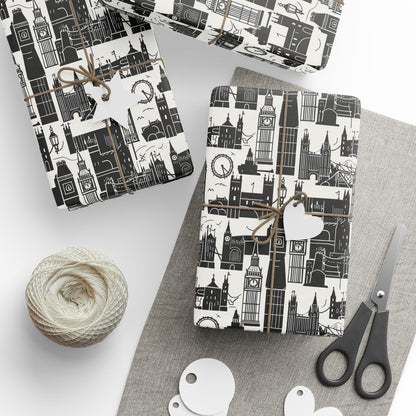 Chic Black & White Cityscape Wrapping Paper