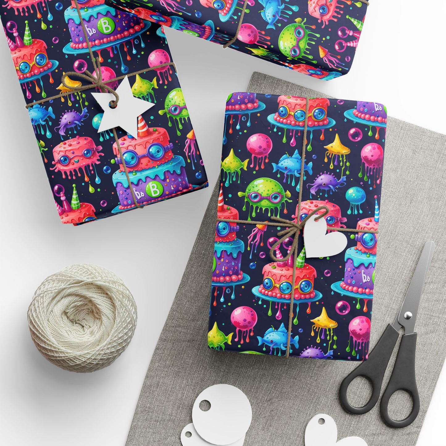 Colorful Martian Party Wrapping Paper