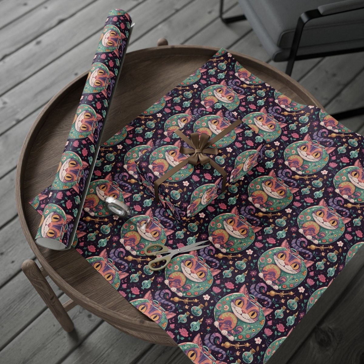 Funky Cheshire Cat Design for Gift Wrapping