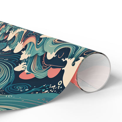 Ocean Wave Wrapping Papers - pink and blue