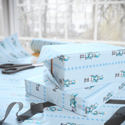 Ice Cracker Suite – Snowy Blue Nutcracker Wrapping Paper