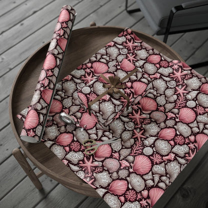 Pink Seashell Beach Theme Wrapping Paper