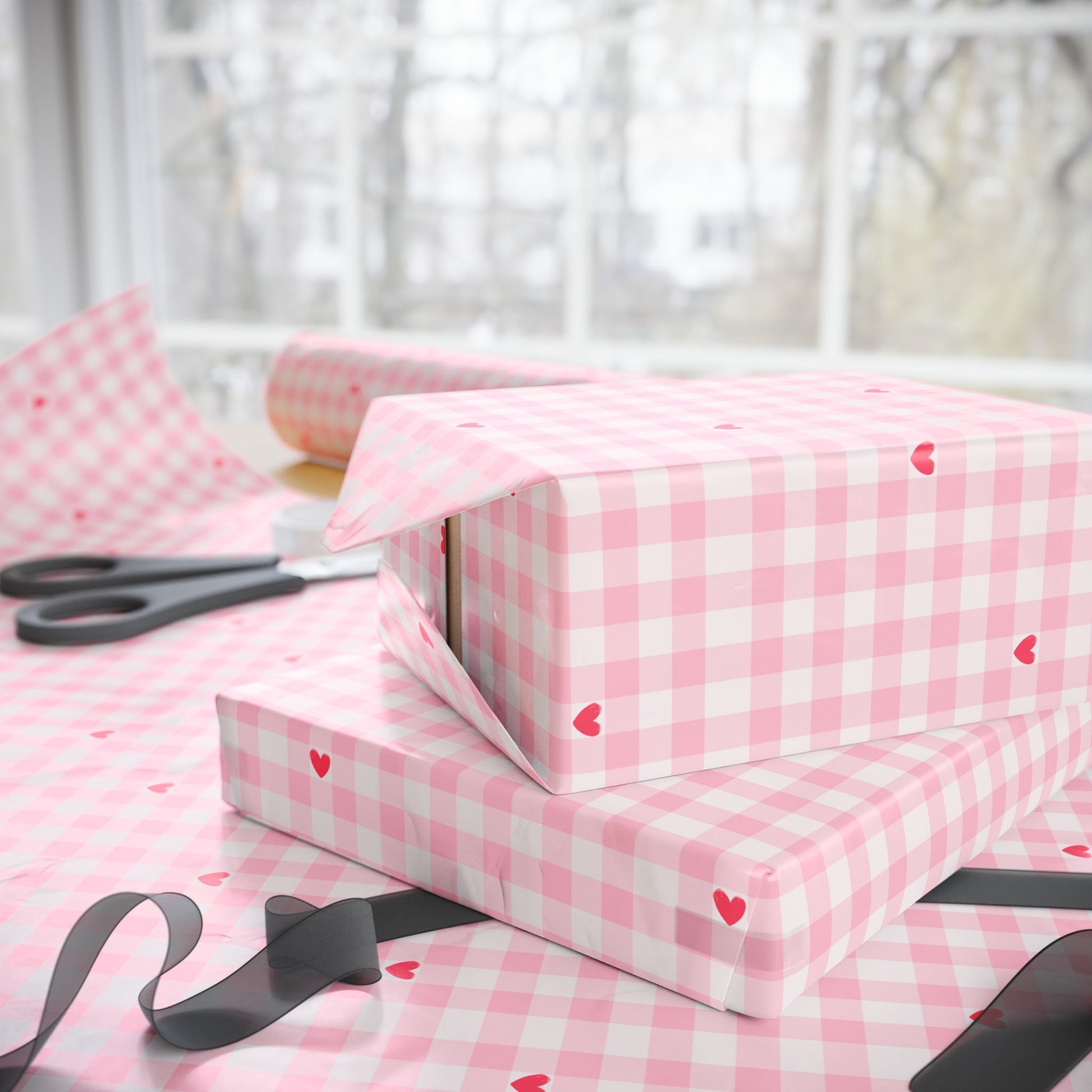Pink Gingham Wrapping Paper