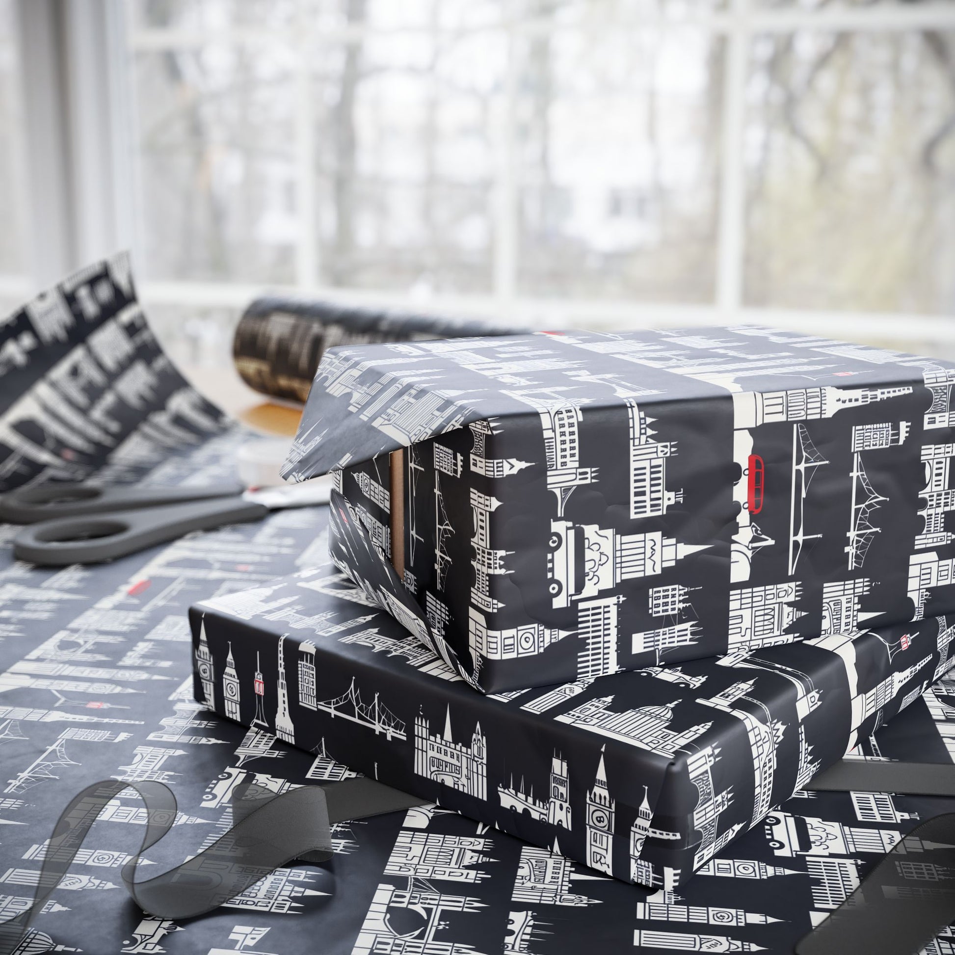 Cityscape Wrapping Paper – Elegant Gift Wrap for Holidays