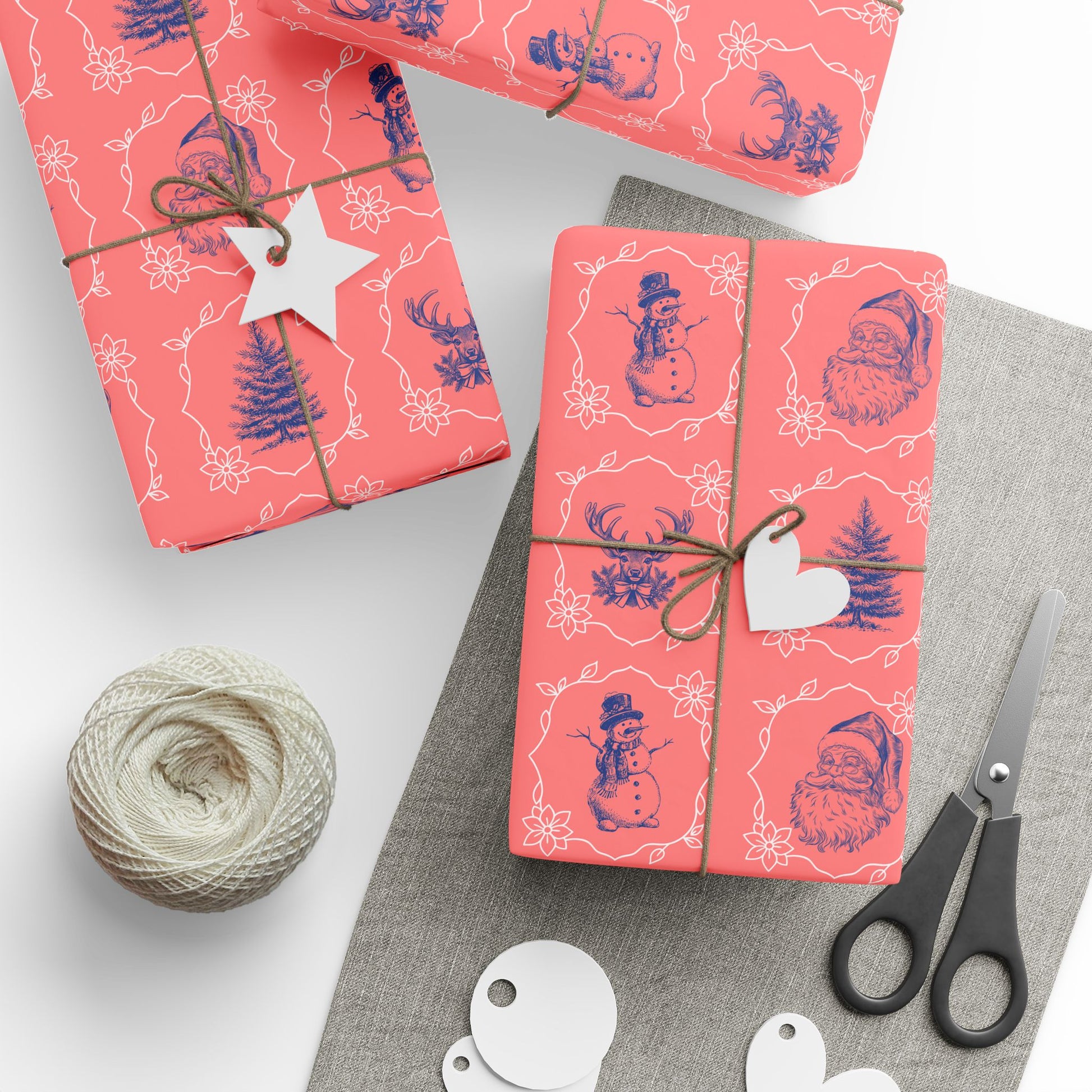 Retro Cheer Grid – Vintage Christmas Cameo Wrapping Paper