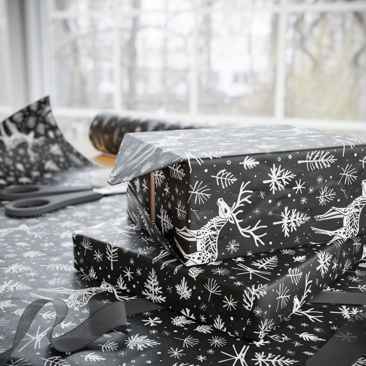 Bone to Be Wild – Gothic Reindeer Wrapping Paper