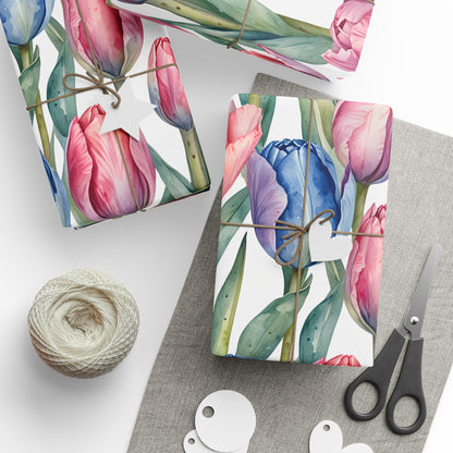 Tulips Pink Blue Gift Wrap