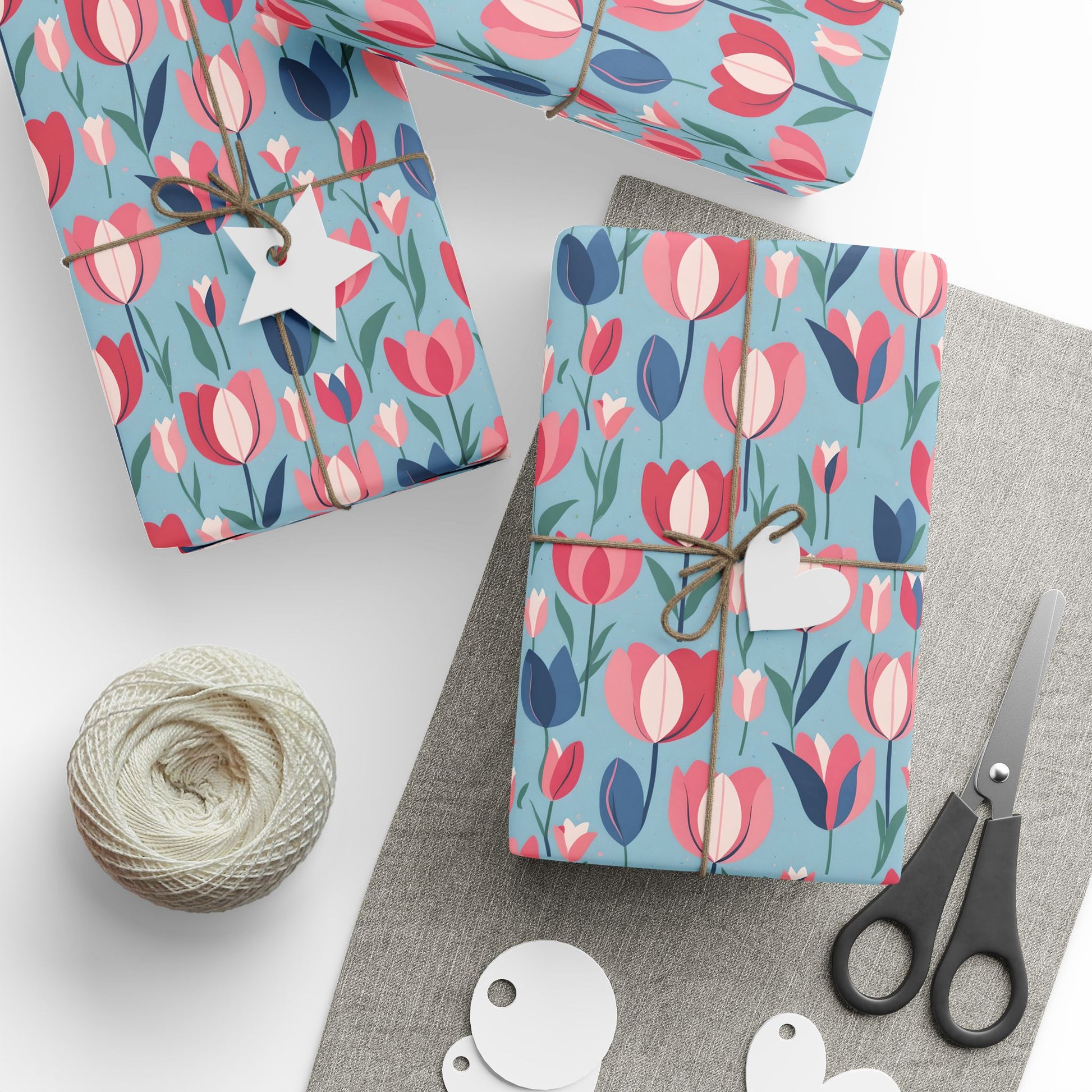 Chic Blue Tulip Wrapping Paper