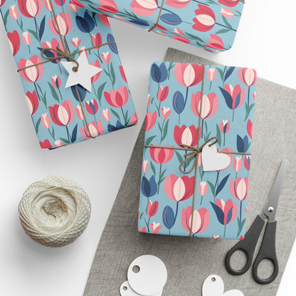 Chic Blue Tulip Wrapping Paper