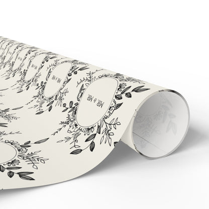 Mr. & Mr. Gift Wrapping Paper in Black & White
