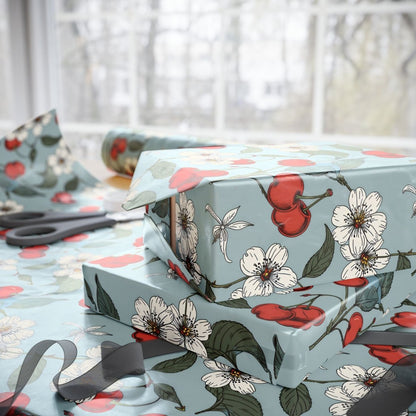Chic Vintage Gift Wrapping Papers with Cherry Blossoms