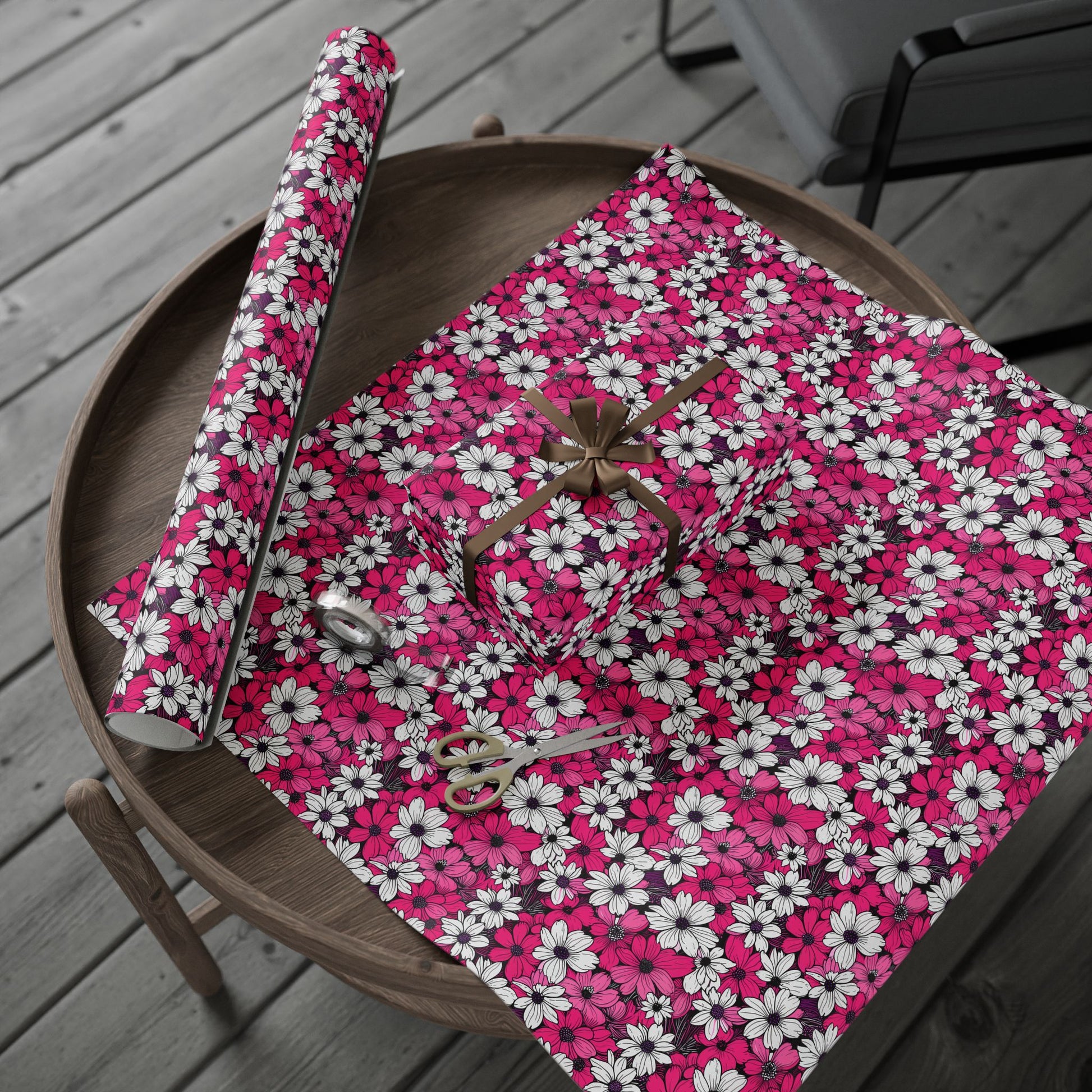 Pink & White Floral Wrapping Paper