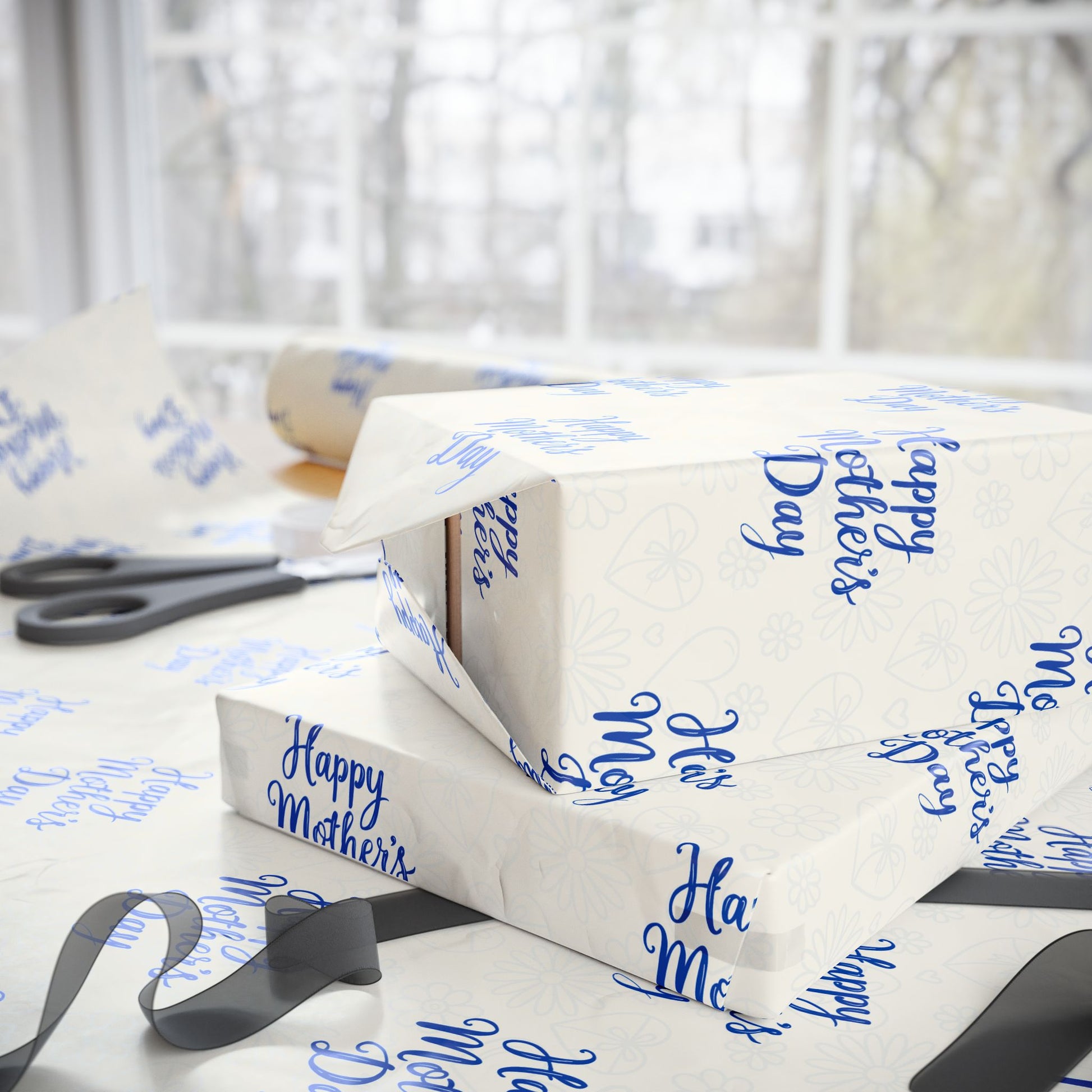 Blue Mothers Day Wrapping Papers