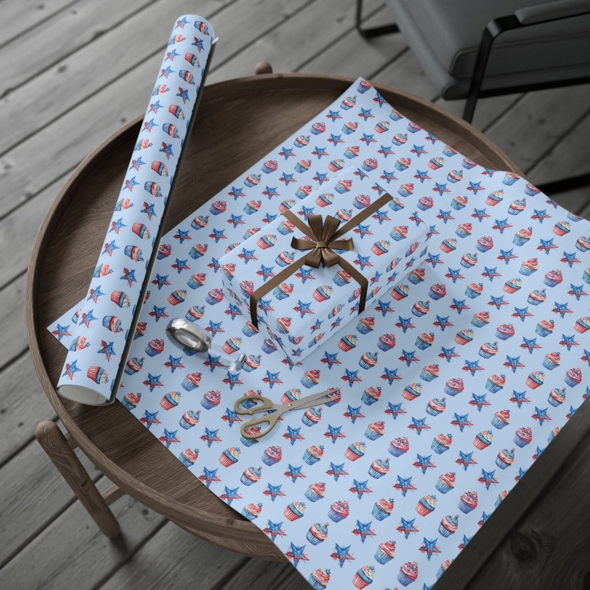 Patriotic Cupcake Wrapping Paper