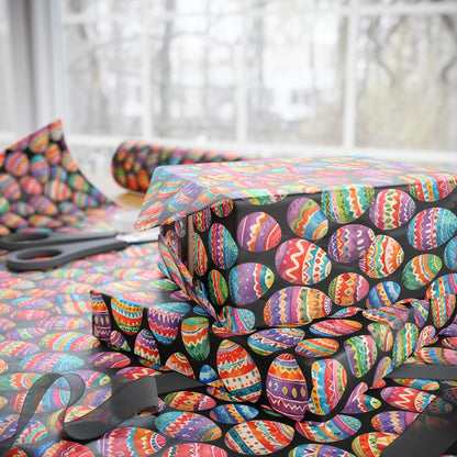 Colorful Easter Egg Wrapping Paper - Black
