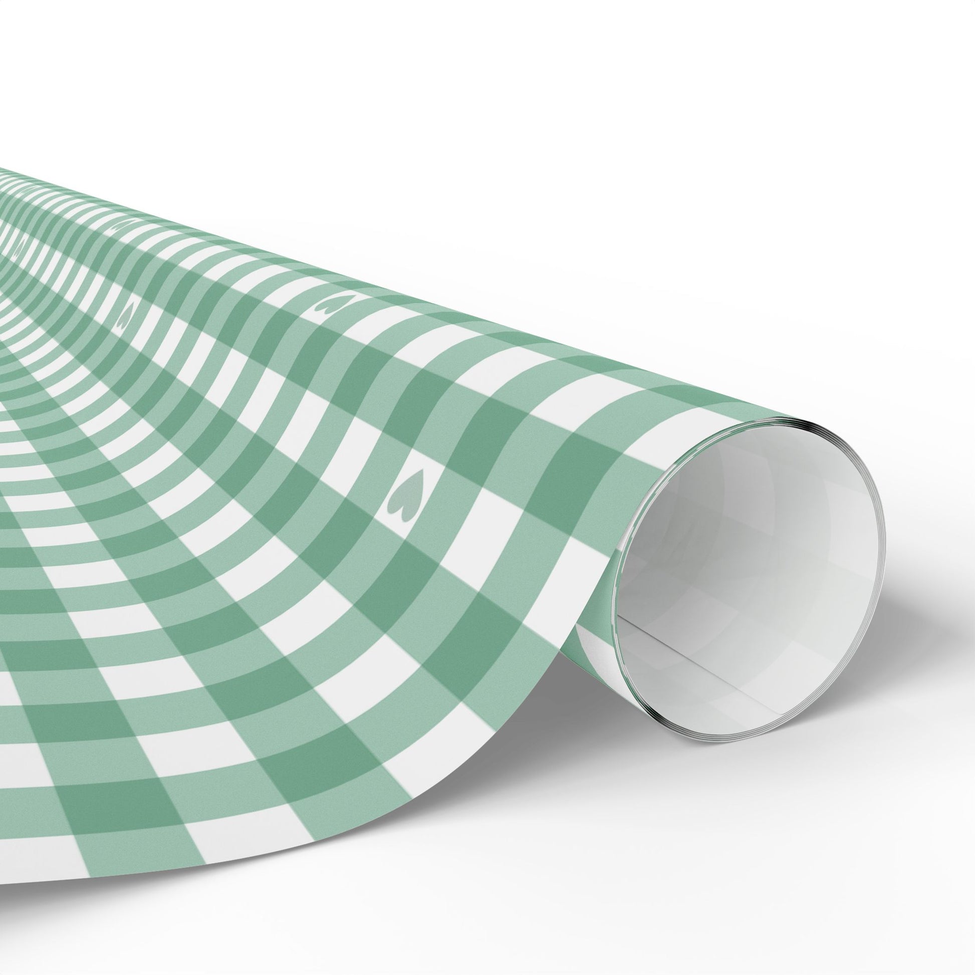 Gingham Green with Small Hearts Wrapping Papers