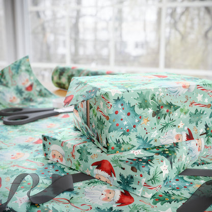 Santa’s Tree Lot – Whimsical Watercolor Christmas Wrapping Paper