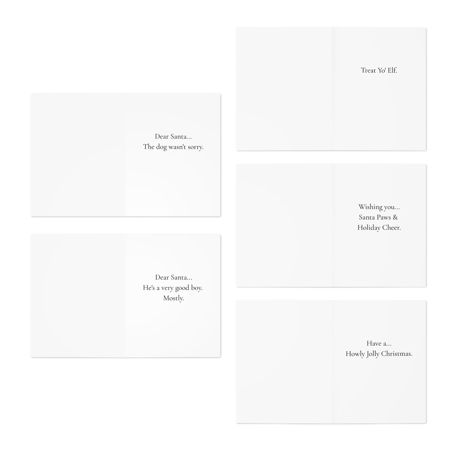 Funny Christmas (Dogs - Set 2) Greeting Card Pack | Set of 5 Holiday Cards | Cute & Cheeky Christmas Cards