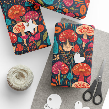 Retro Mushroom Motif Gift Wrap