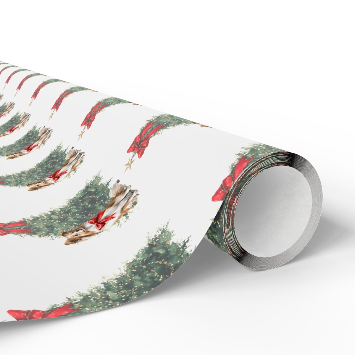 Christmas Wreath Wrapping Paper Roll — Festive Holiday Gift Wrap