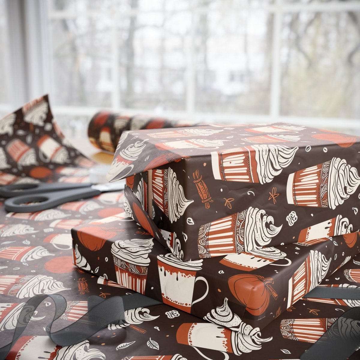 Spiced & Wrapped – Pumpkin Latte Wrapping Paper