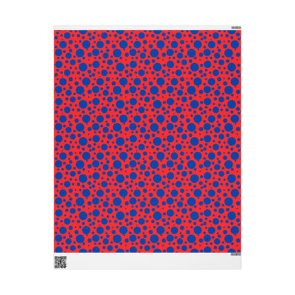 Dot Riot – Bold Blue on Red Modern Wrapping Paper
