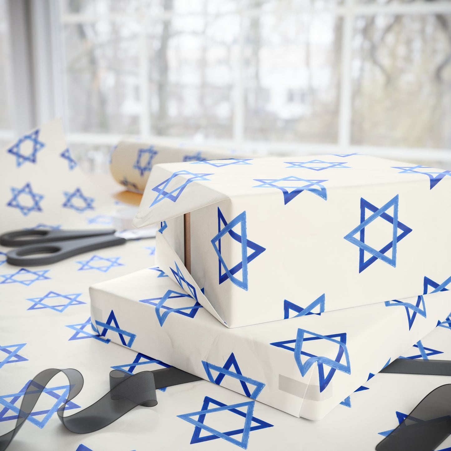 Blue Star of David Wrapping Paper