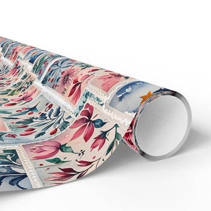 Flora & First - Class Festivities – Botanical Holiday Stamp Wrapping Paper