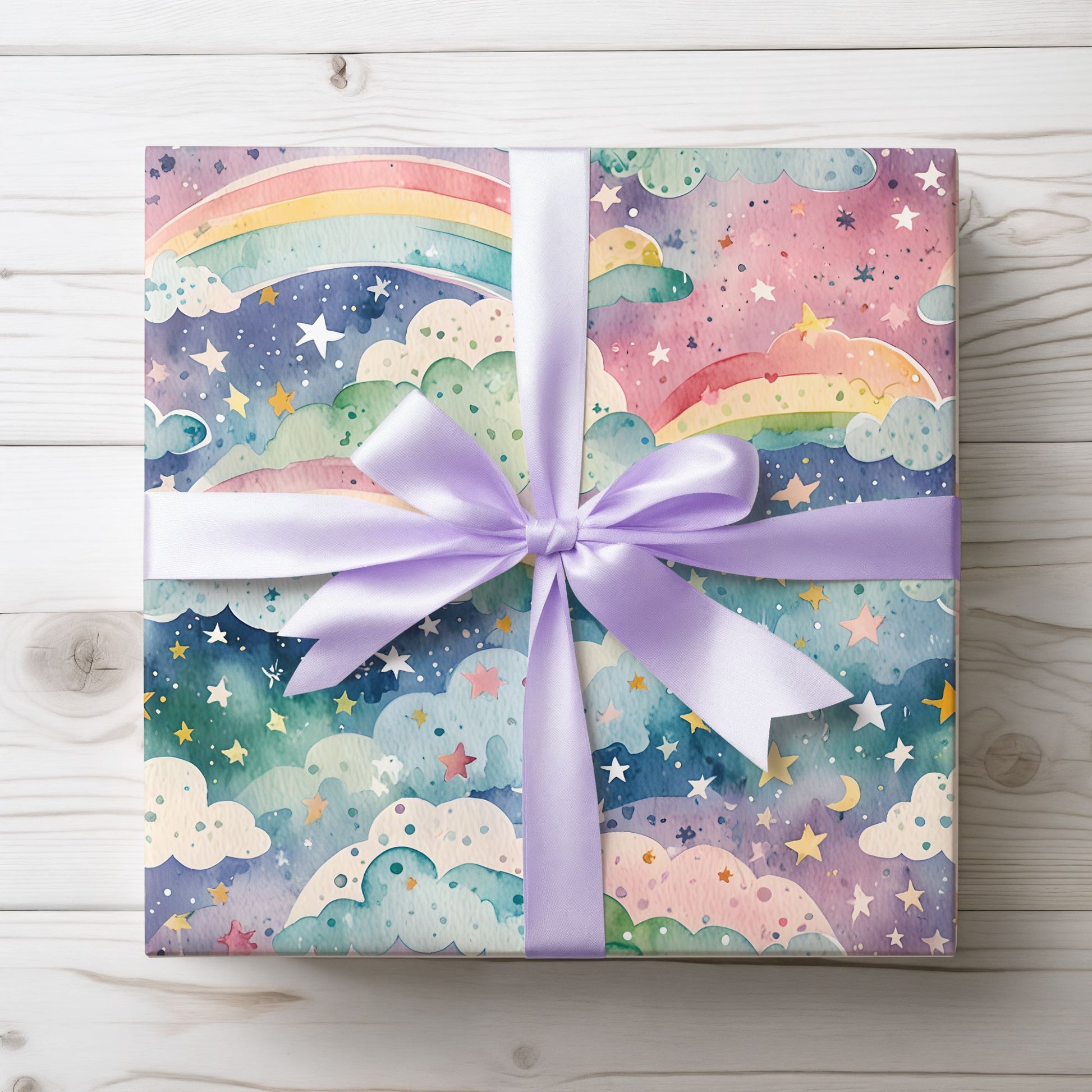 Rainbow Skies – Colorful Cloud Wrap for Joyful Gifting