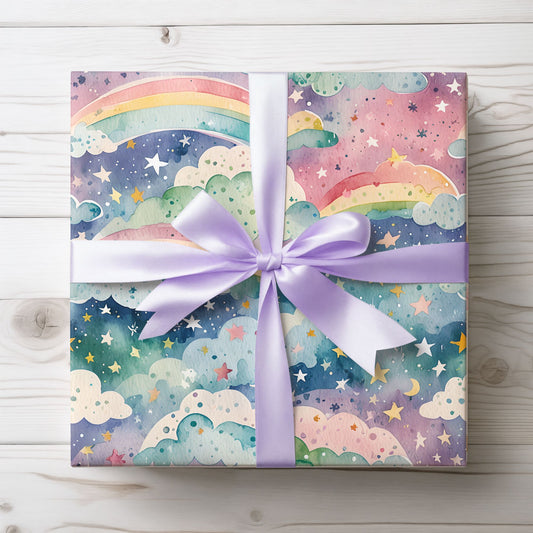 Rainbow Skies – Colorful Cloud Wrap for Joyful Gifting