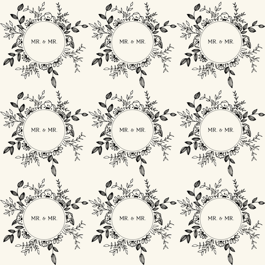 Mr. & Mr. Gift Wrapping Paper in Black & White