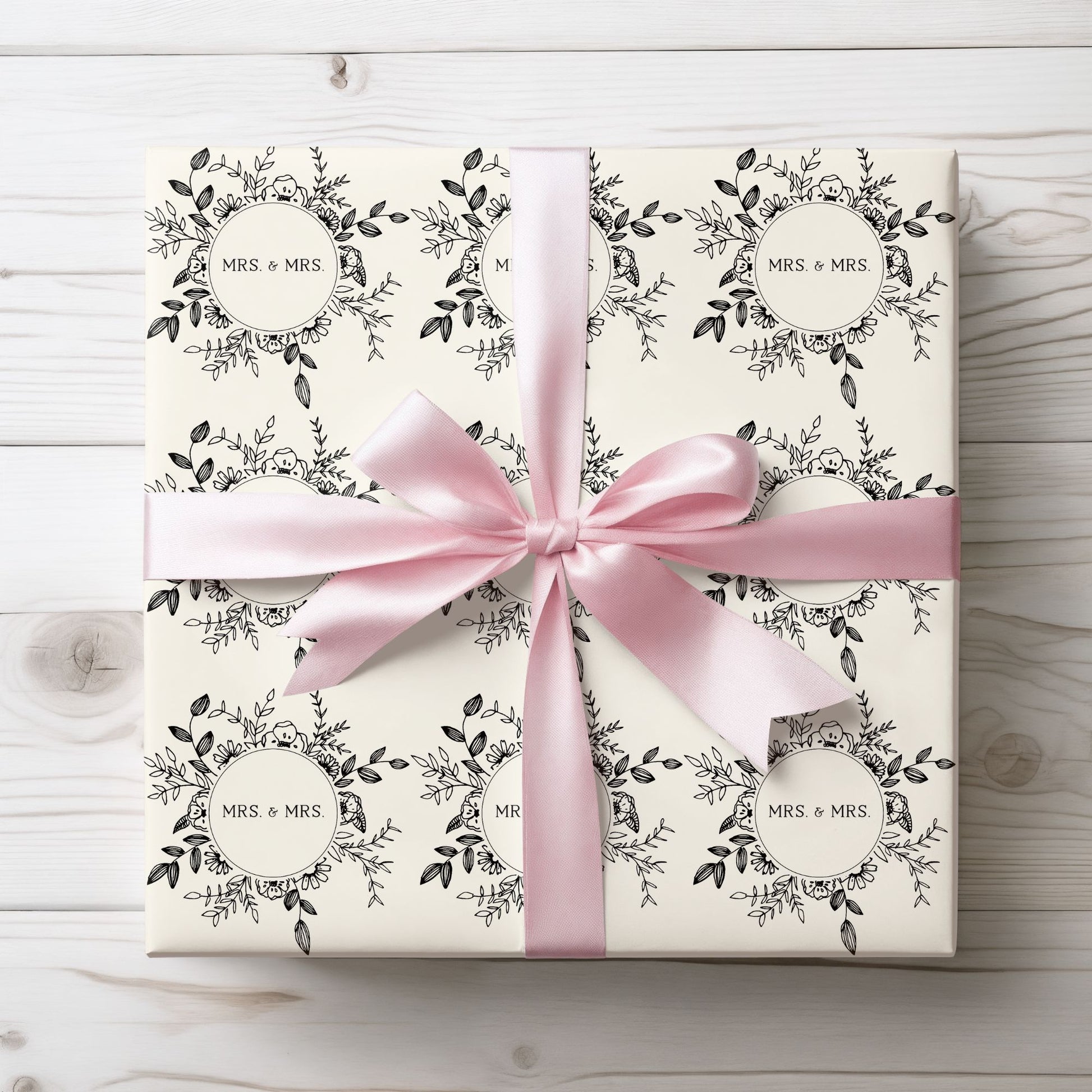 Mrs. & Mrs. Black and White Wrapping Paper Roll