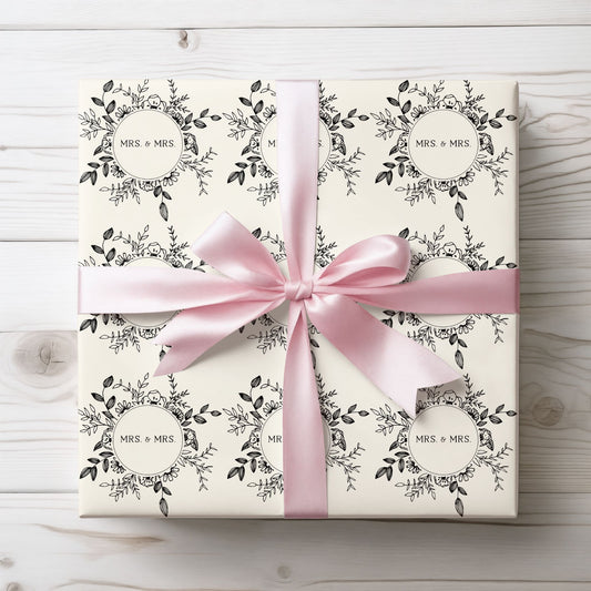 Mrs. & Mrs. Black and White Wrapping Paper Roll