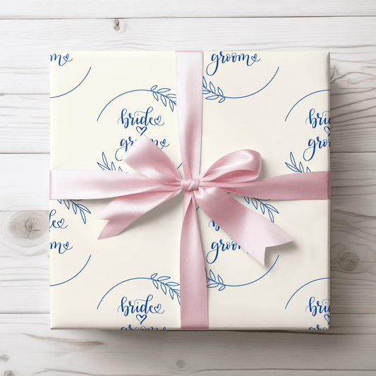 Bride & Groom Gift Wrap in Blue