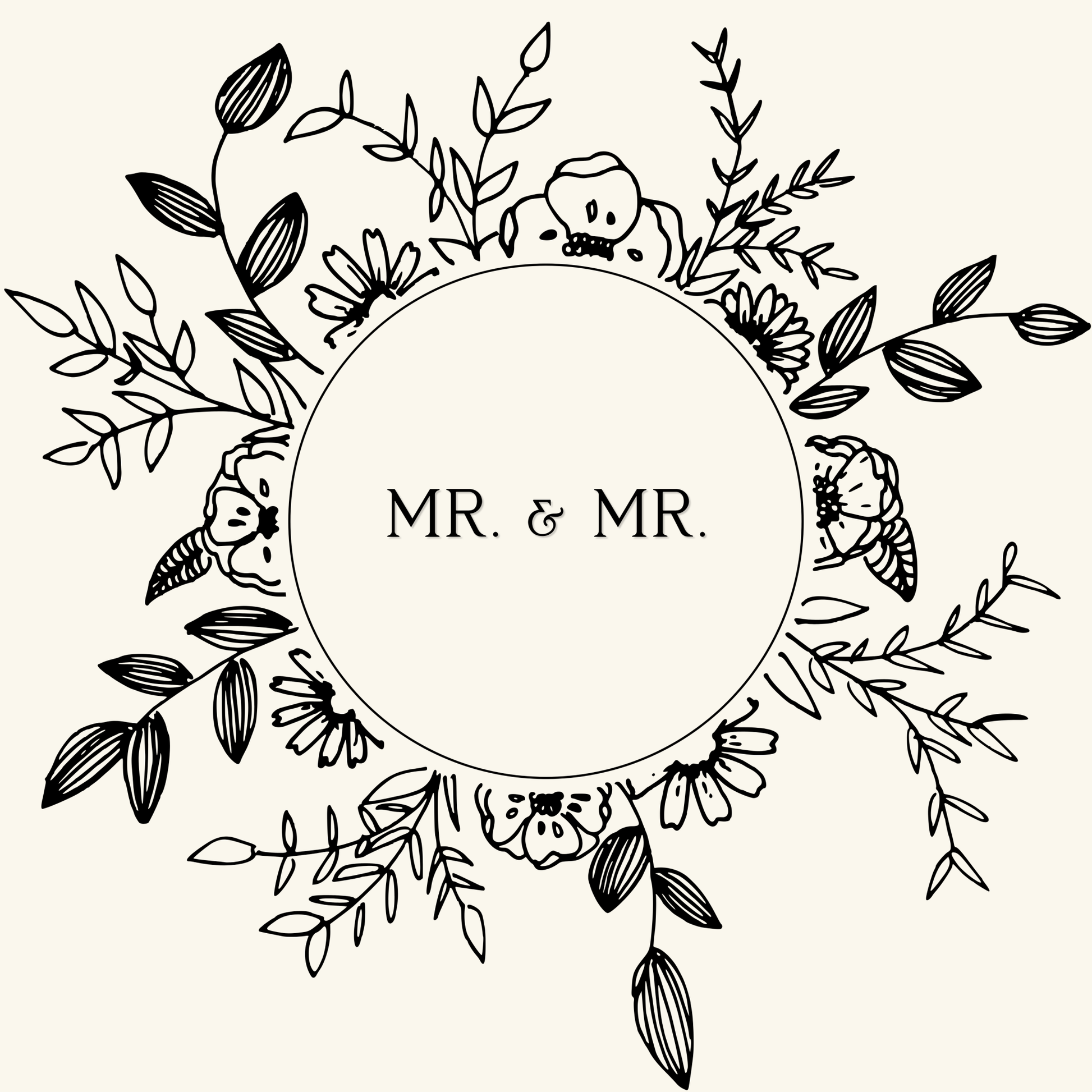 Mr. & Mr. Gift Wrapping Paper in Black & White