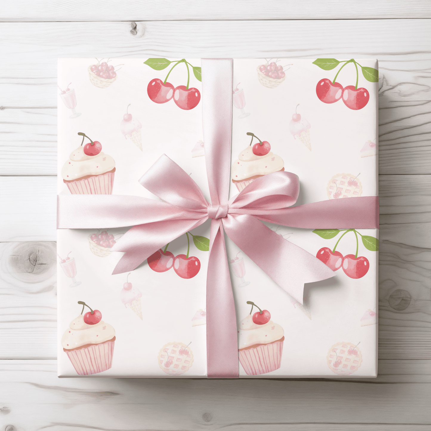 Colorful Cherry & Ice Cream Gift Wrap