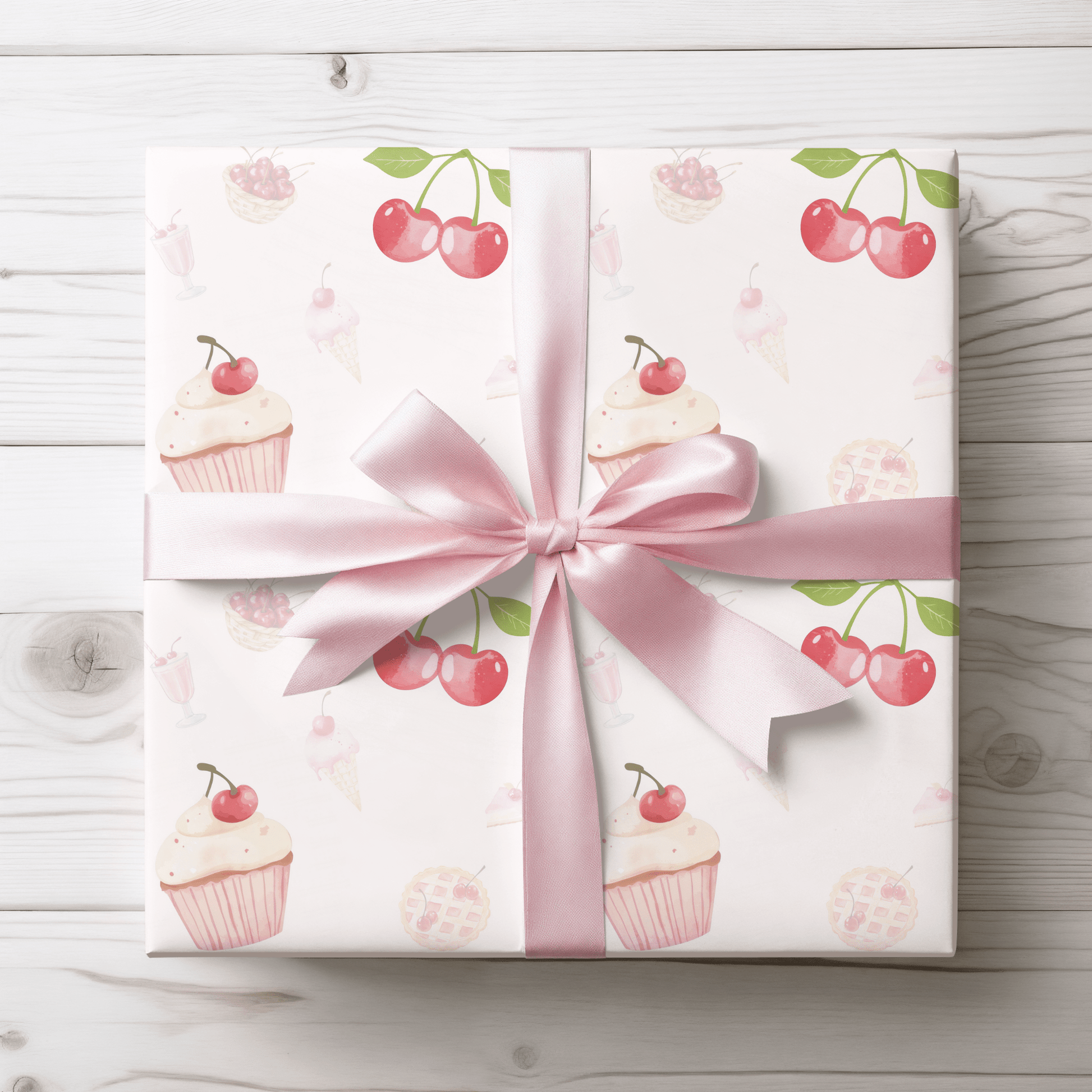 Colorful Cherry & Ice Cream Gift Wrap