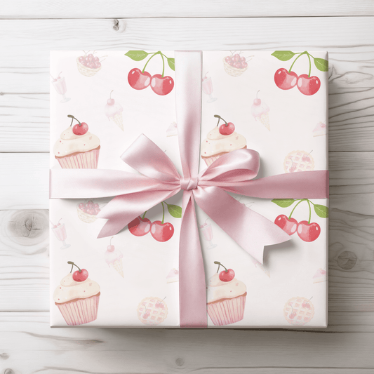 Colorful Cherry & Ice Cream Gift Wrap