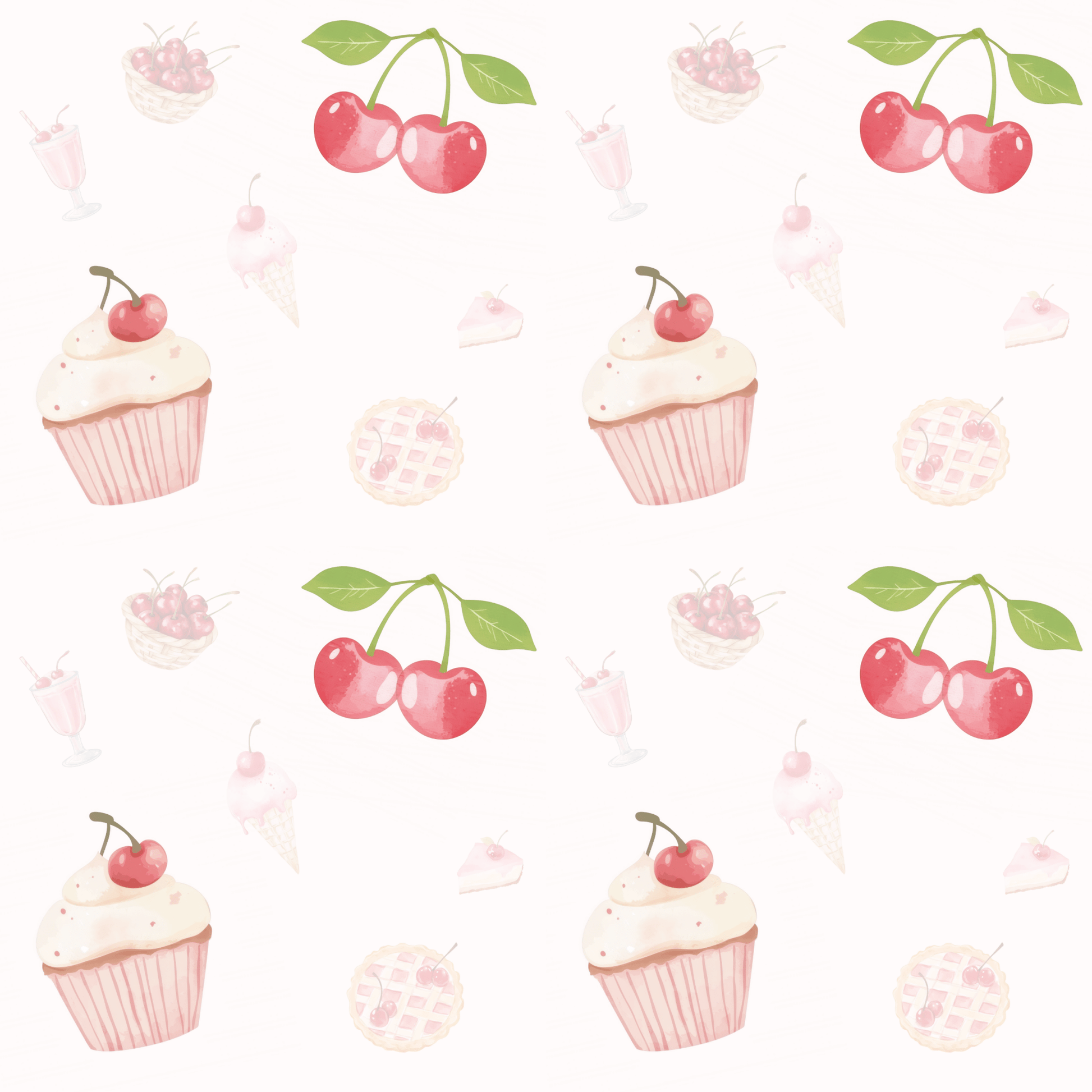 Colorful Cherry & Ice Cream Gift Wrap
